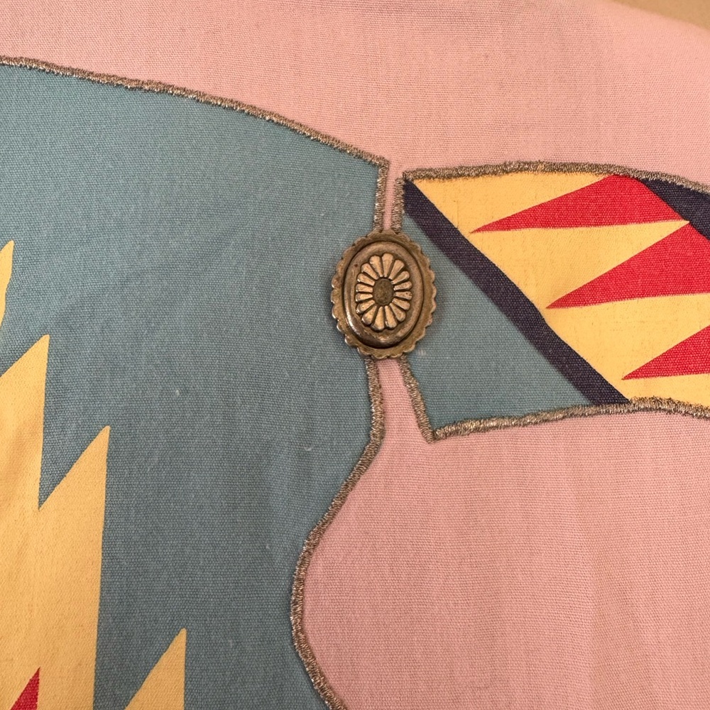 Rare Vintage Wranglers Women’s Southwest Aztec Shirt Pink Bull Design Size Med - Picture 13 of 13